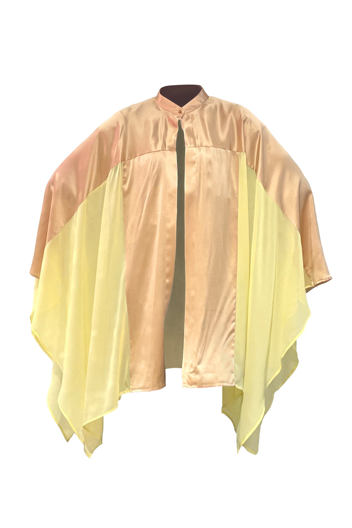 Color-blocked Silk Poncho