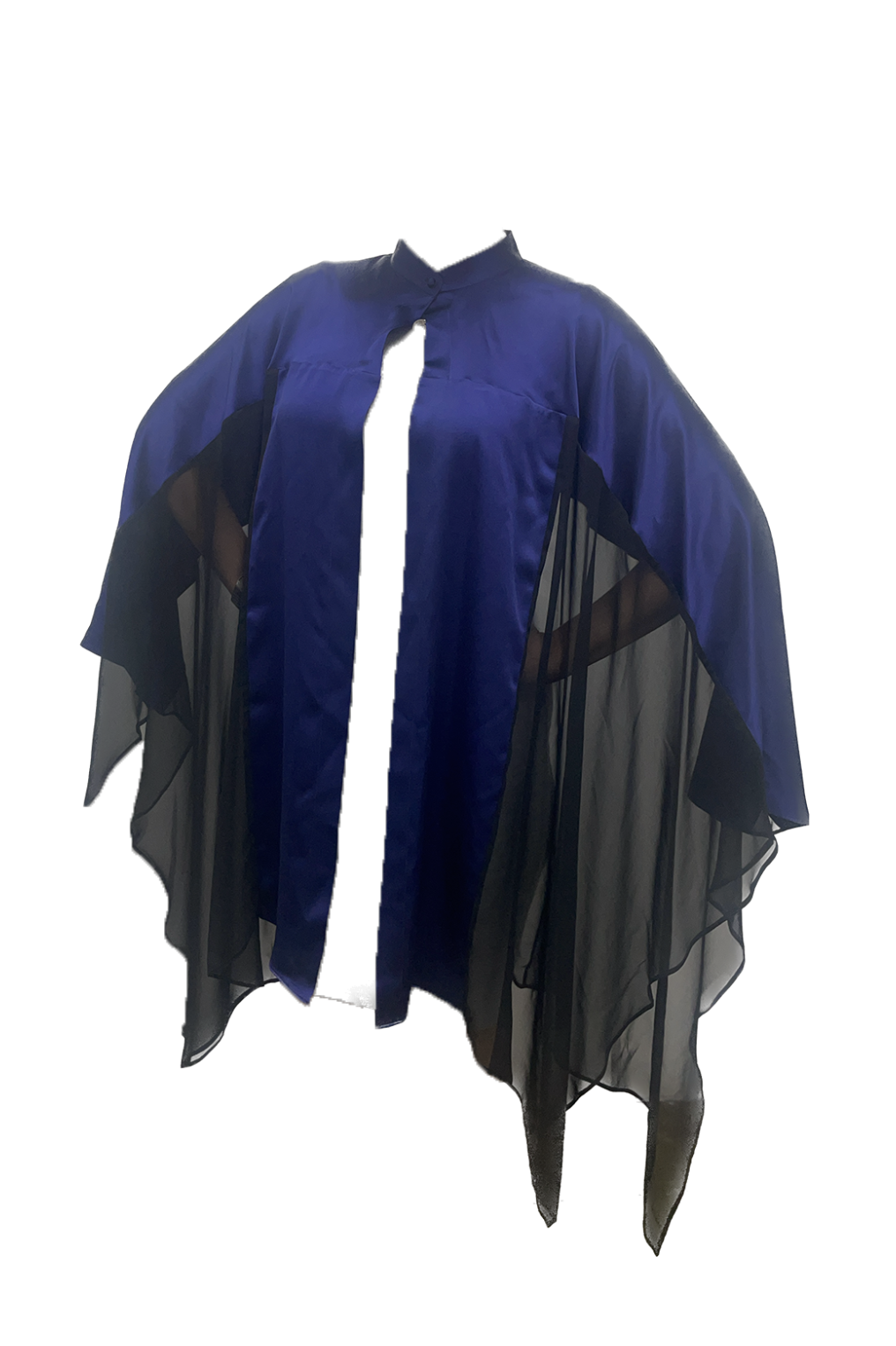 Color-blocked Silk Poncho