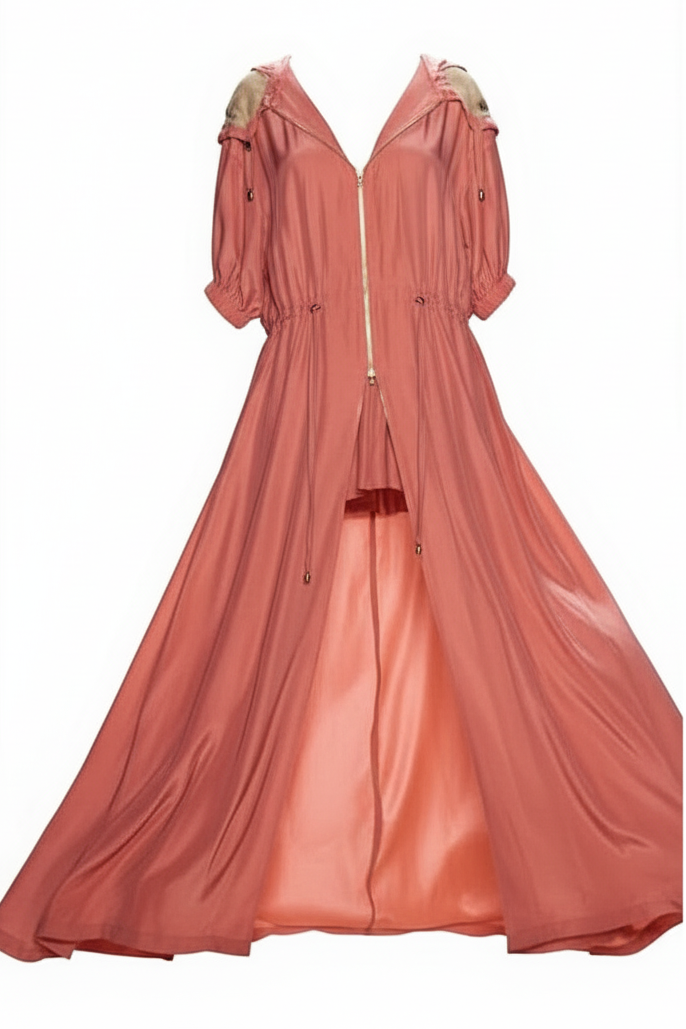 Ghost mannequin image of Coral Silk Dress