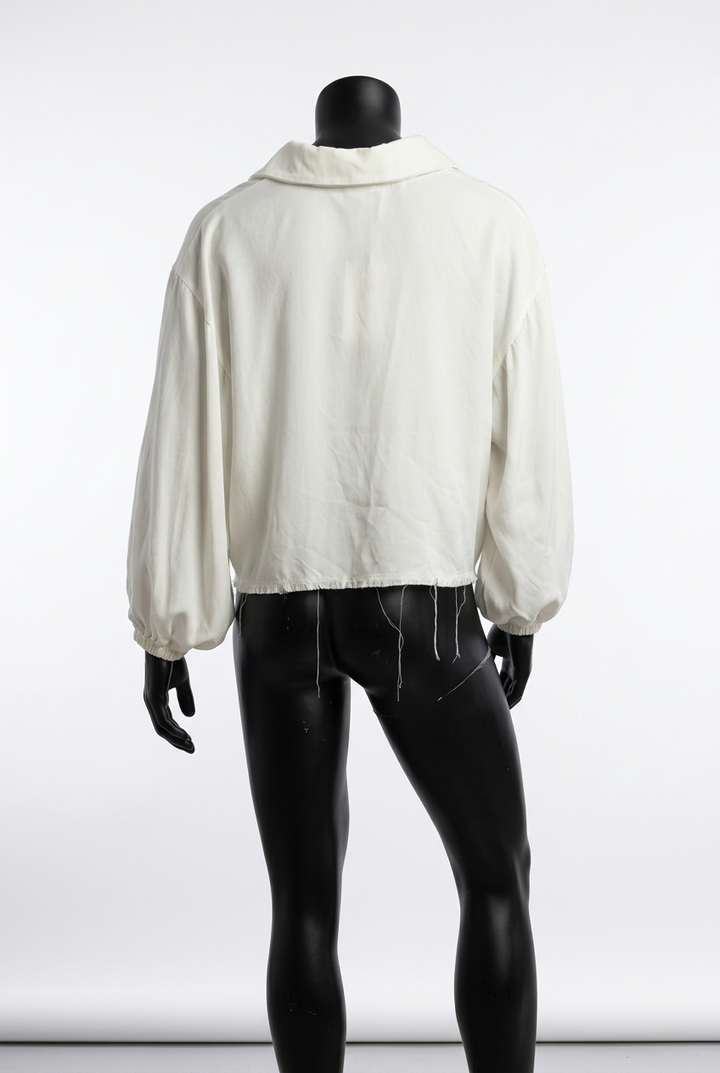Weekend Cropped Shirt rear view on white