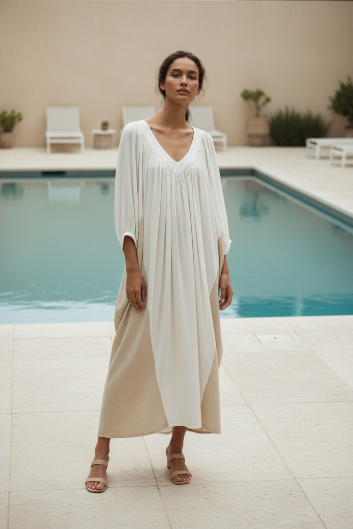 Kingston Dress — Model in Poolside Setting